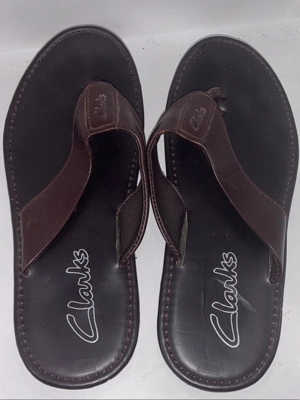 Clarks Men's Brown Leather Thong Sandals